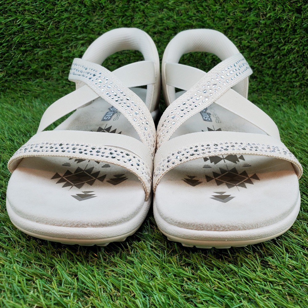 Skechers Reggae Slim Summer Sparkle SIZE 7 Women's Slip-ins Sandals Natural - Picture 6 of 9